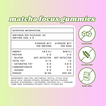 Strawberry Matcha Focus Gummies | Sugar Free